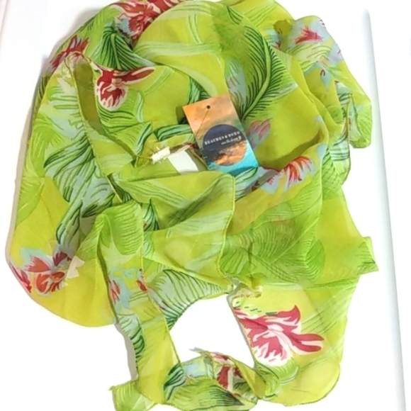 BEACHES & BOHO SHEER FLORAL SARONG SWIMSUIT COVER SIZE OS NWT - Picture 7 of 7